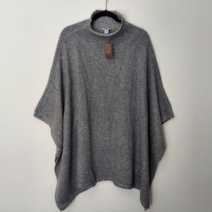 NWT J. Jill Multi-sized Poncho Gray With Sparkle Size XL-3X